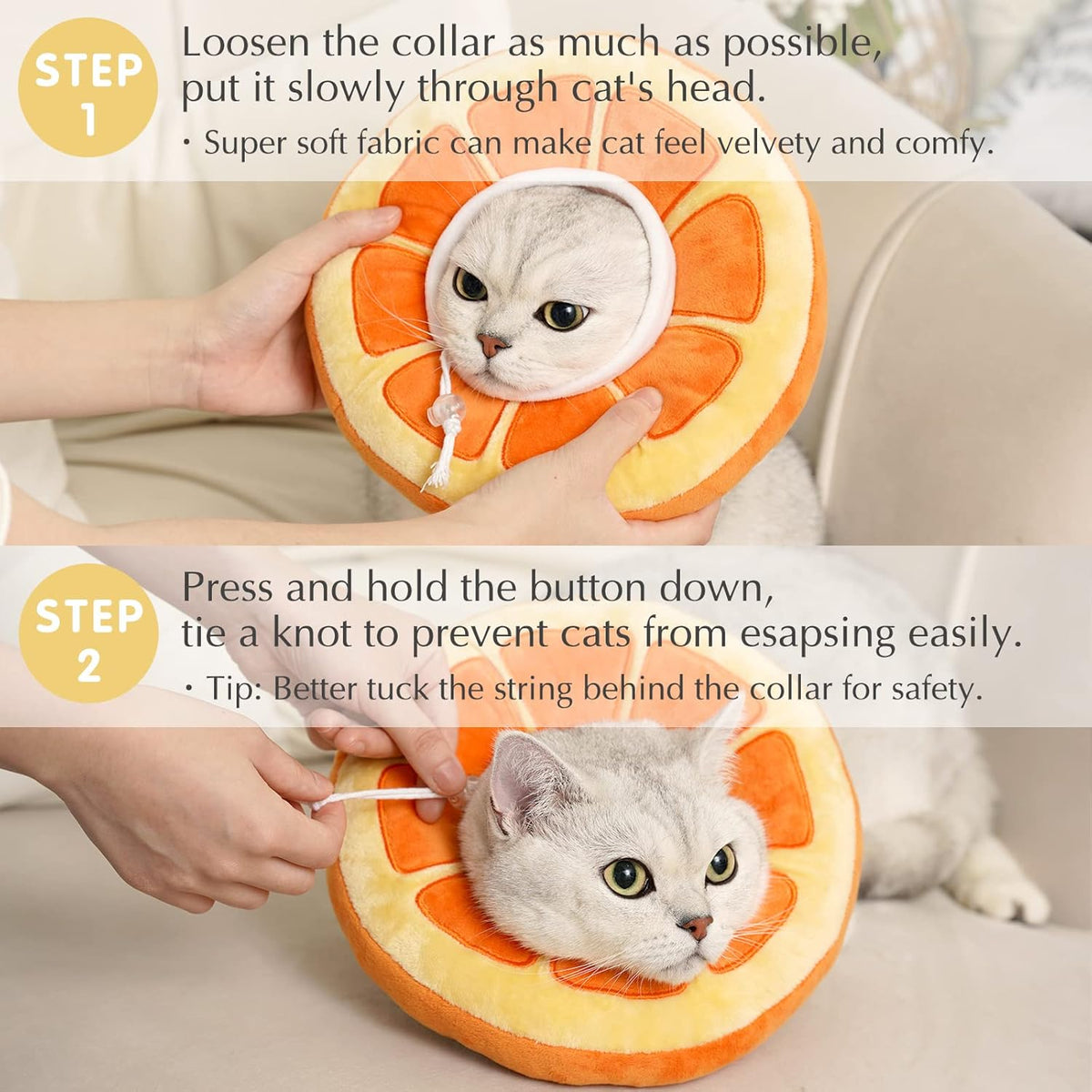 ANWA Adjustable Cat Cone Collar Soft, Cute Cat Donut Collar After Surgery