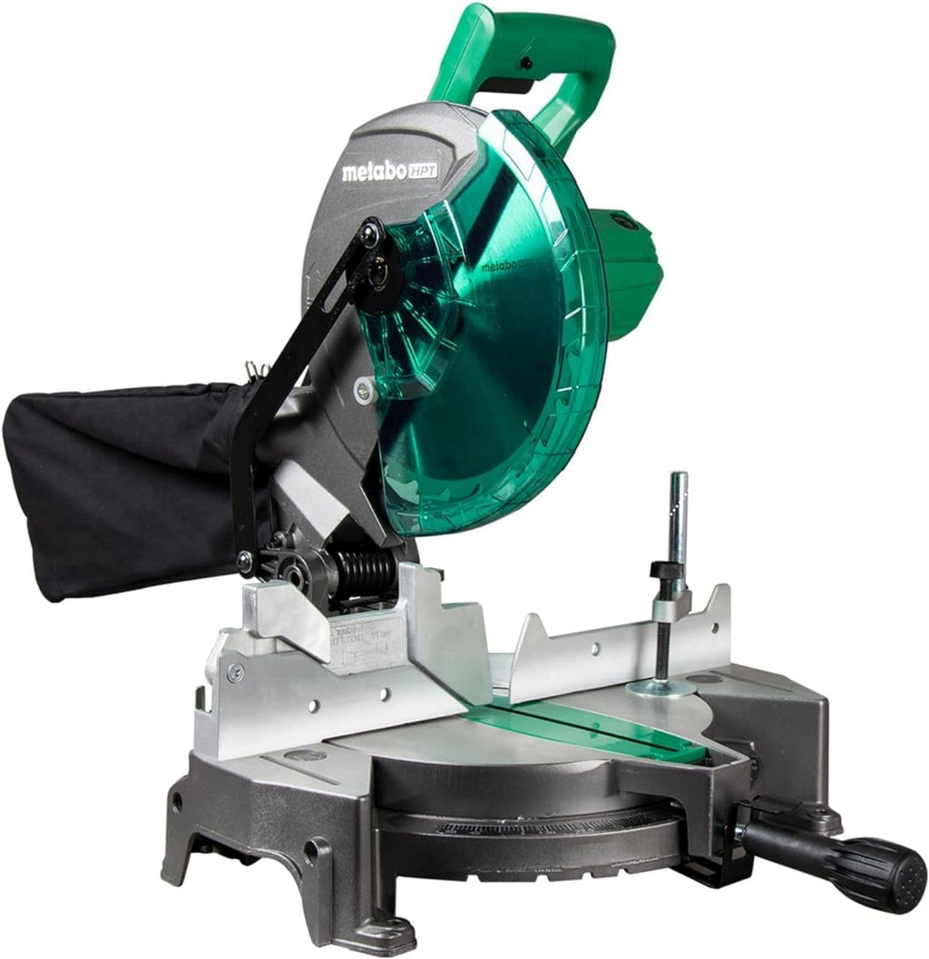 Metabo HPT 10-Inch Single Bevel Compound Miter Saw, 15-Amp Power Saw with Xact Cut Shadow Line, Precision Miter Angles, Single Bevel 0-45°, 40T TCT Miter Saw Blade, Lightweight Design, C10FCG2