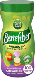 Benefiber Chewable Prebiotic Fiber Tablets, Assorted Fruit Flavors, 100 Ct