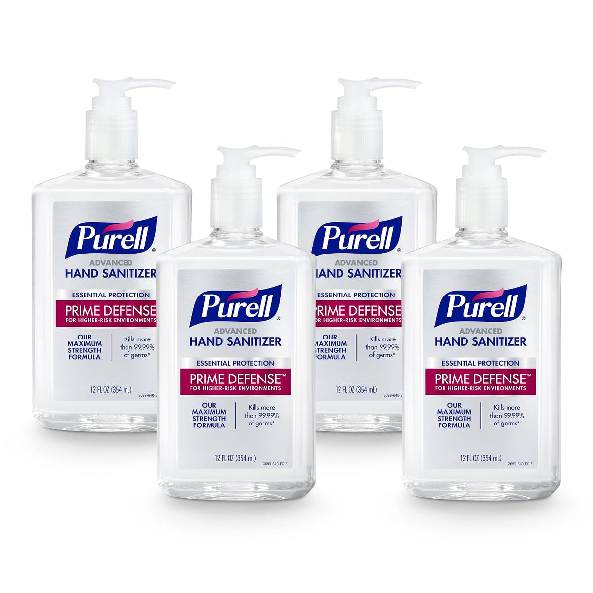 Purell Prime Defense Hand Sanitizer Gel Pump Bottle 4ct x 12oz, 3699-06-EC2