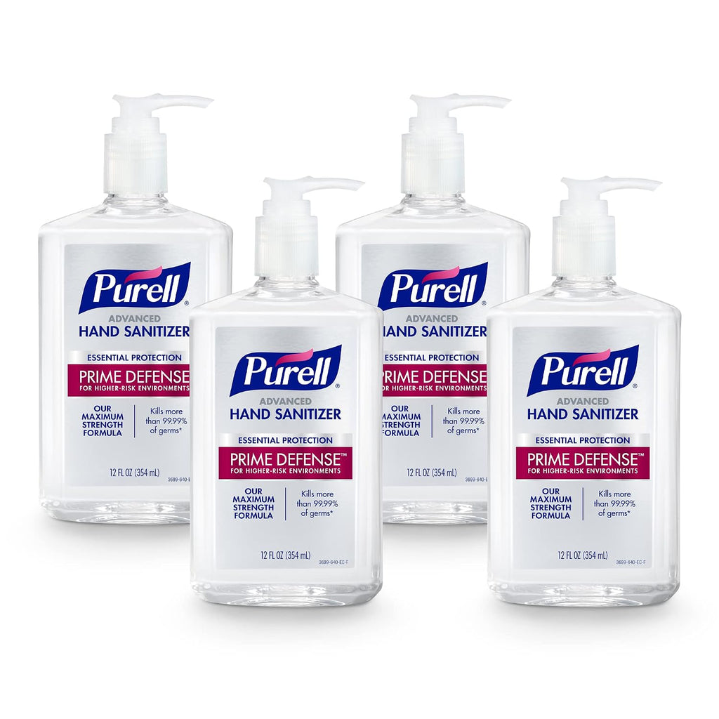 Purell Prime Defense Hand Sanitizer Gel Pump Bottle 4ct x 12oz, 3699-06-EC2