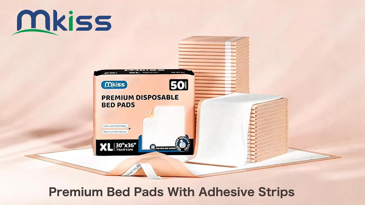 MKISS Bed Pads with Adhesive Strip 30"x36", Thick Absorbent Incontinence Adults Underpads Disposable, Leakproof Pee Pads, Extra Large Pet Training Pads,50 Count