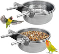 PINVNBY Parrot Feeding Cups Birds Food Dish Stainless Steel Parrot Feeders Water Cage Bowls with Clamp Holder for Cockatiel Conure Budgies Parakeet Parrot Macaw Small Animal Chinchilla Pack of 2