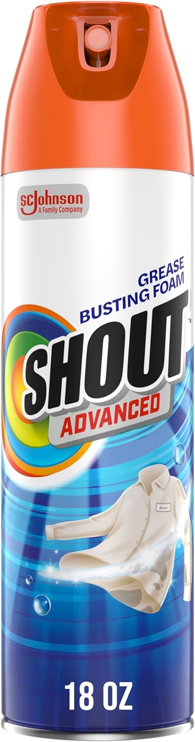 Shout Advanced Grease Busting Foam, Laundry Stain Remover, 18oz, (1-Pack)