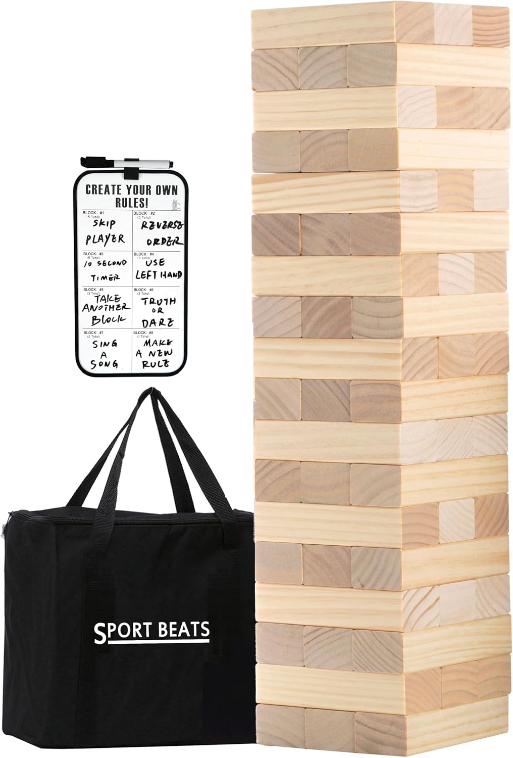 Outdoor Games Large Tumble Tower 54 Wood Blocks Stacking Game 4 FT Tall
