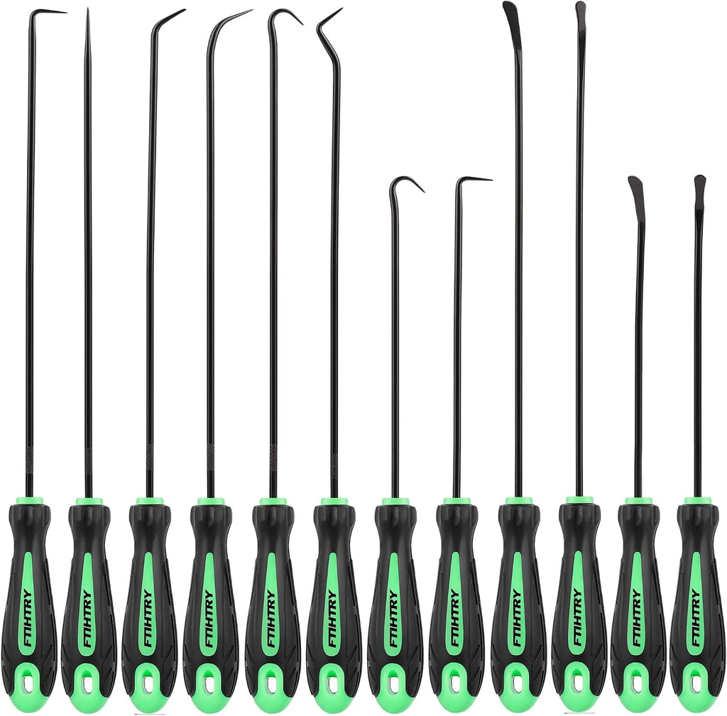 FTIHTRY 12-Piece Pick and Hook Tools Set, Pick Tool Set Car Auto Oil Seal/O-Ring Seal Gasket Pick Hooks Puller Remove, Long and Mini Pick Tool Set