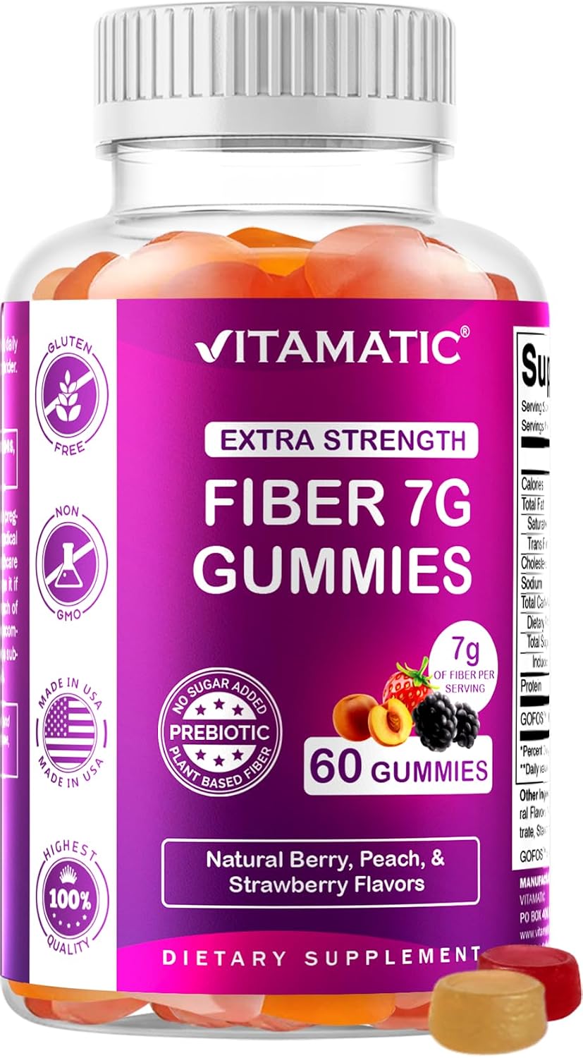 Vitamatic Extra Strength Prebiotic 7g Fiber, 60 Gummies - 2 Pack