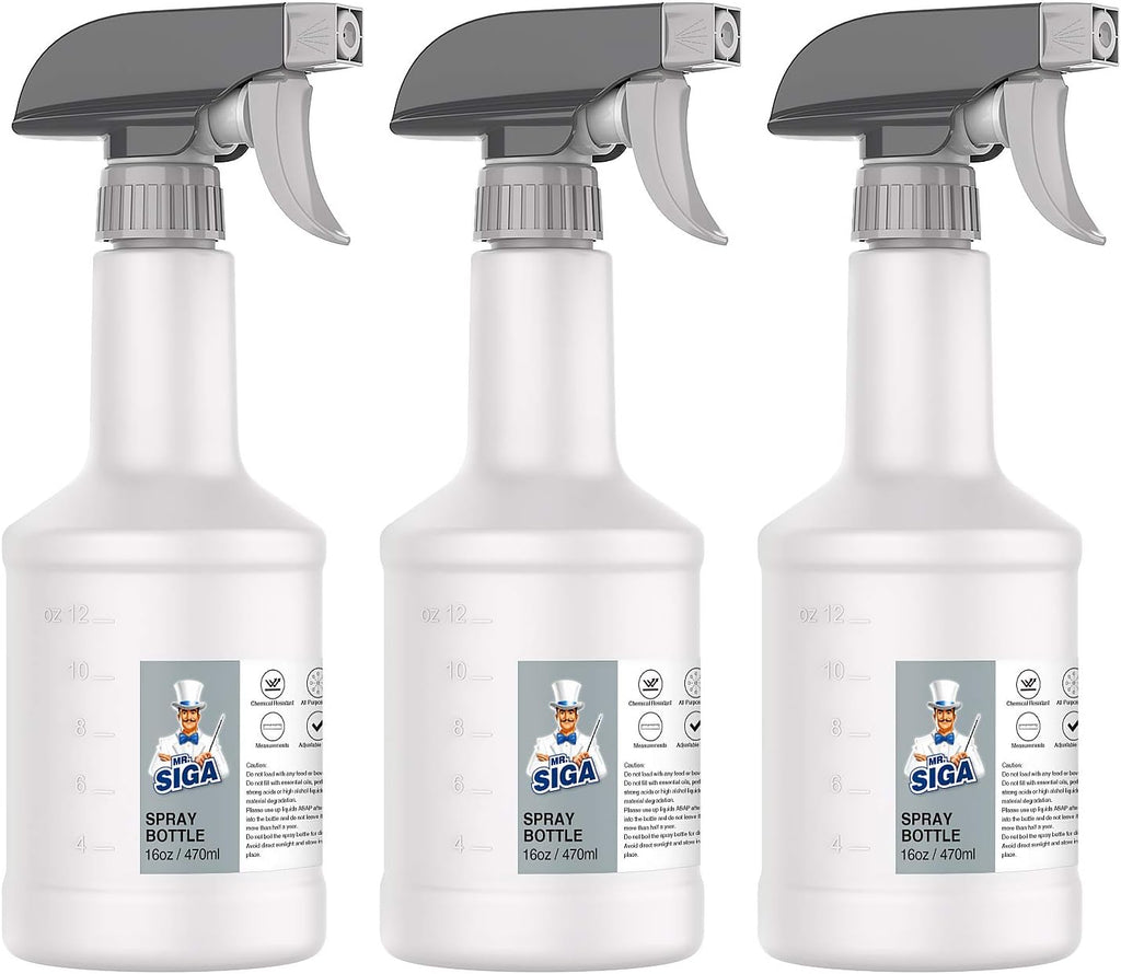 MR.SIGA 24 oz Empty Plastic Spray Bottles for Cleaning Solutions, 3 Pack