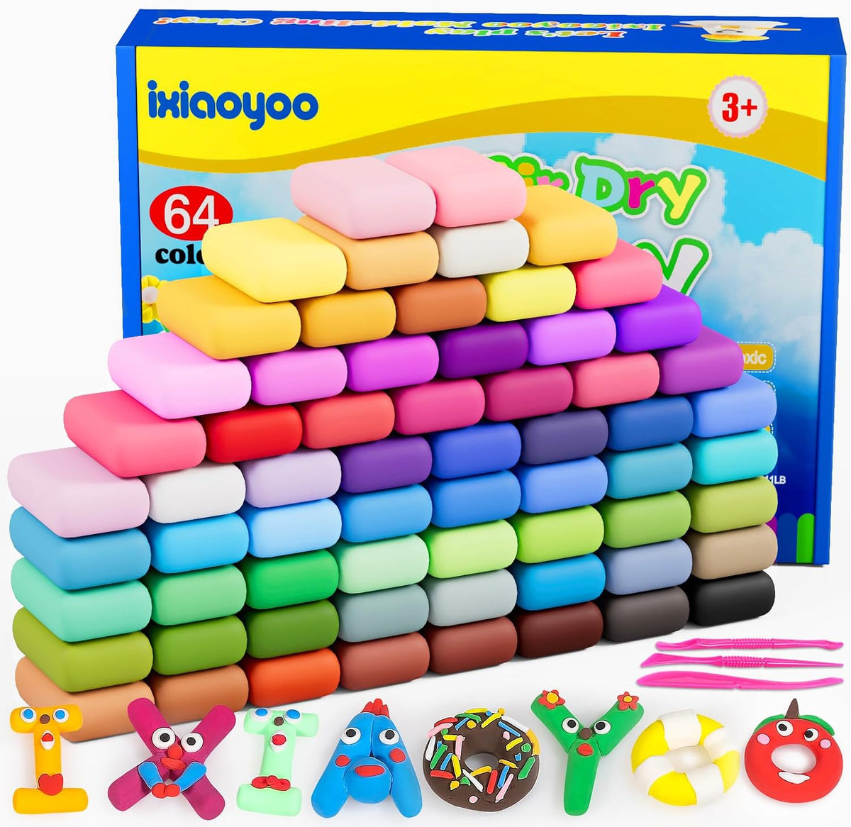 Ixiaoyoo Air Dry Clay, 30 Colors Foam Modeling Clay for School Projects