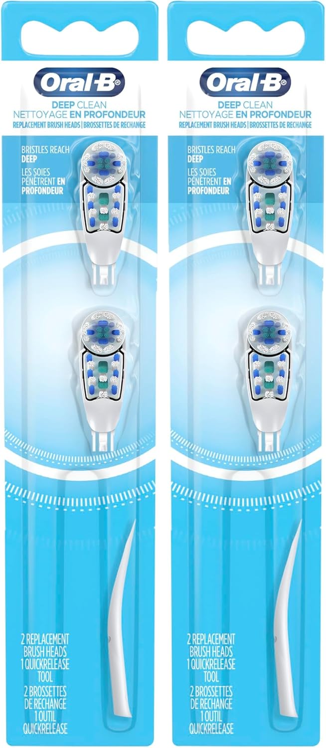 Oral-B Deep Clean Battery Powered Toothbrush Replacement Brush Heads Refill, Soft, 2 Count
