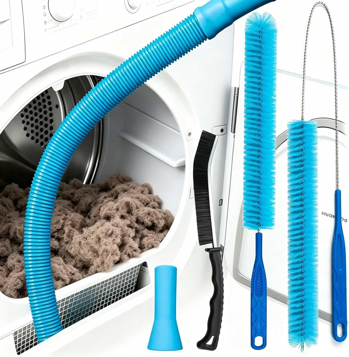 4 Pieces Dryer Vent Cleaner Kit with Dryer Vacuum Hose Attachment