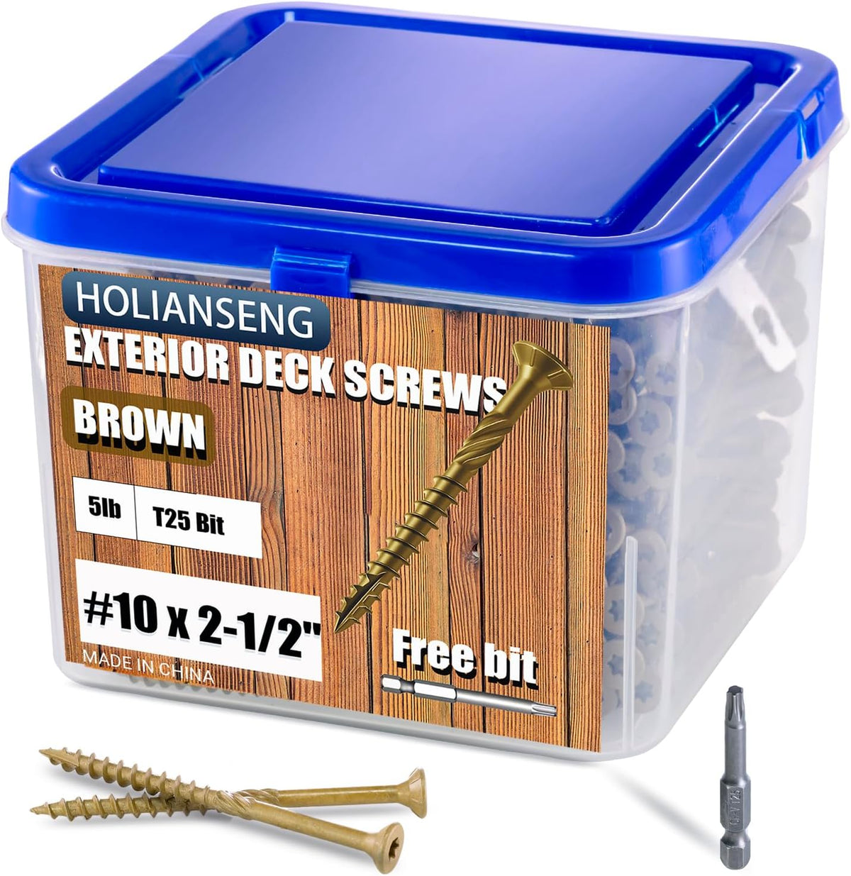 Deck Screws 3 Inch, #10 x 3'', Rust Resistant, Brown Epoxy Coated, Outdoor Screws, Torx/Star Drive, T25 Bit,5lb