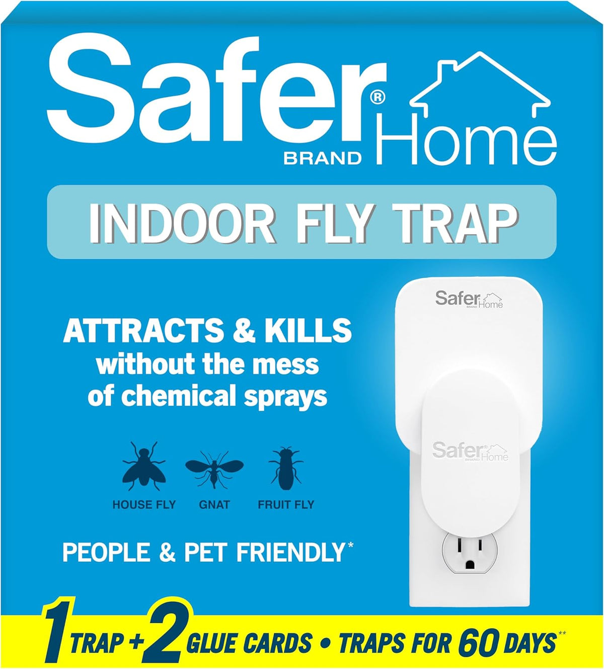 Safer Home Flying Insect Trap, Plug-in Fruit Fly Trap for Indoors, 2-Pack