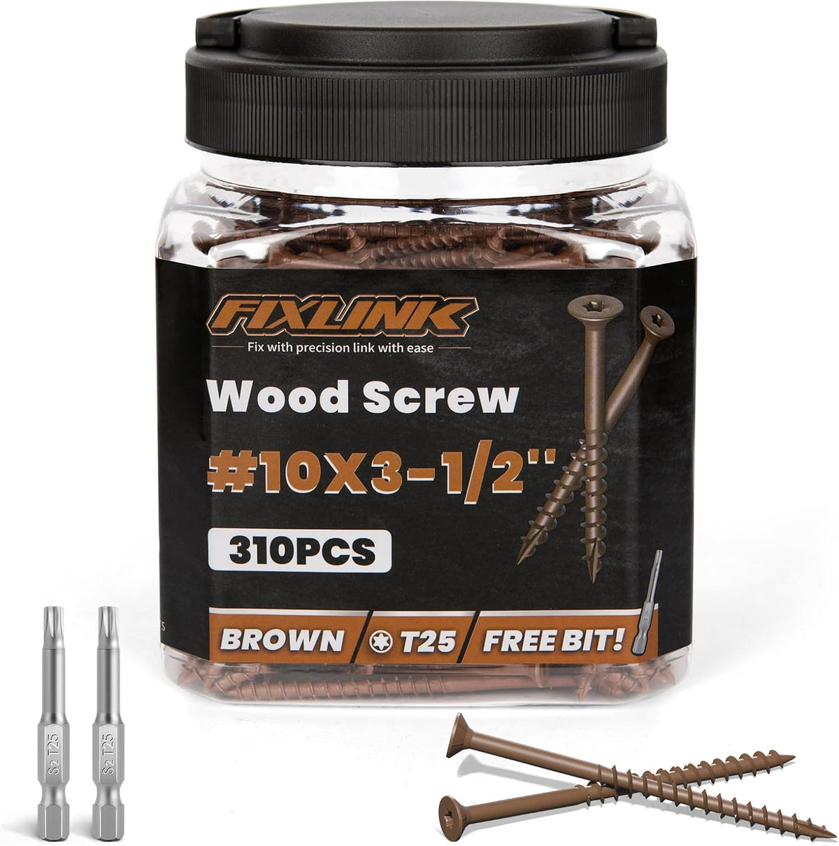 Deck Screws 3 Inch, 310PCS, FIXLINK #10 x 3 Wood Screws, Tan