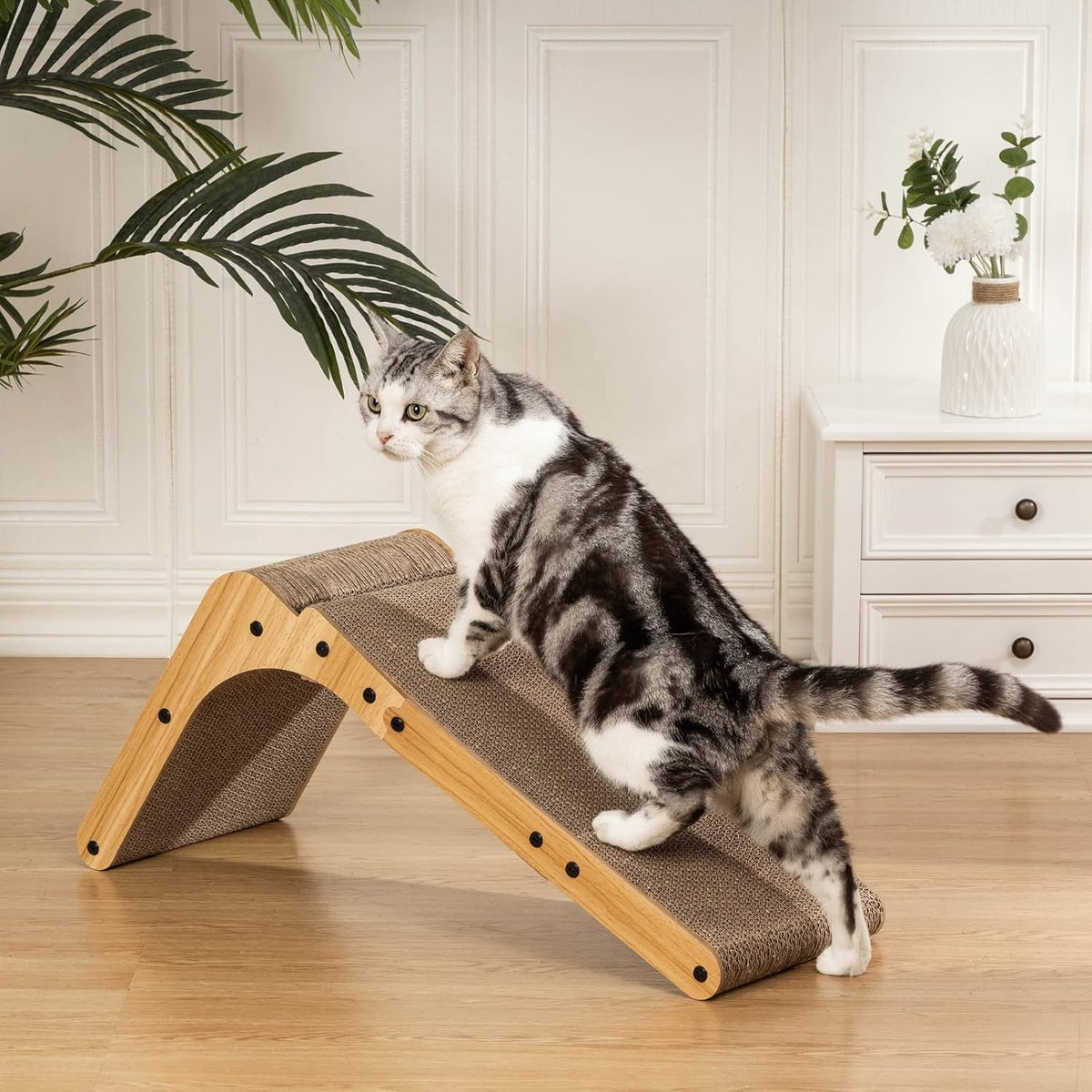 Poils bebe L Shape Cat Scratcher, 26.8 Inch Cat Scratchers for Indoor Cats