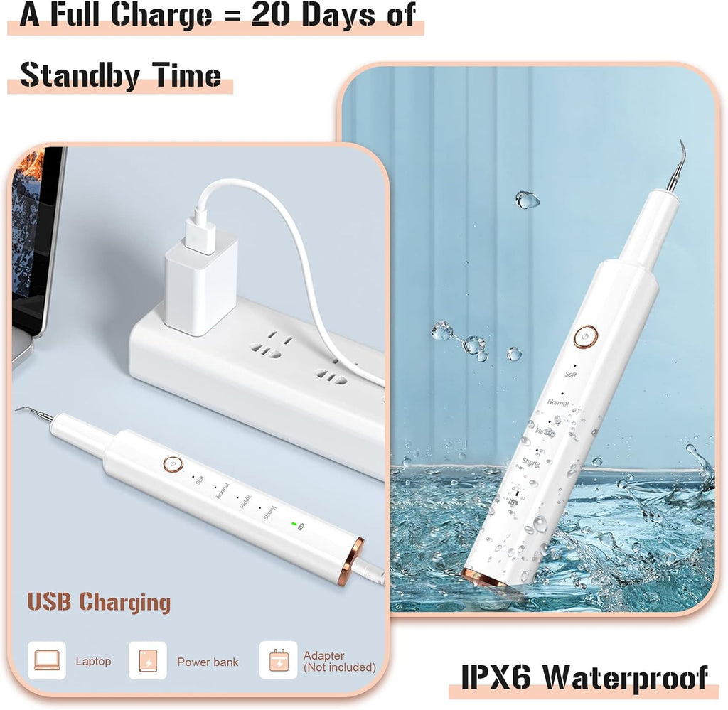 Plaque Remover for Teeth, Electric Tartar Remover for Teeth with LED Light,4 Modes Rechargeable