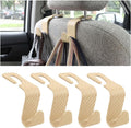 4 Pack Curved Headrest Hooks for Vehicle Seats, Black Style 2