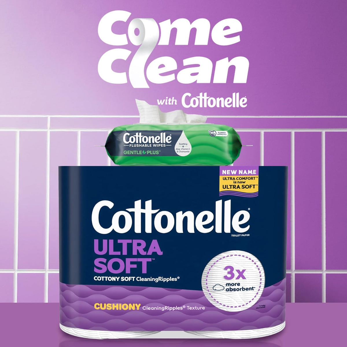 Cottonelle Ultra Soft Toilet Paper, 24 Family Mega Rolls=108 Regular Rolls