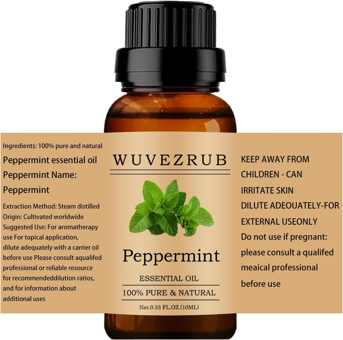 Pure Peppermint Essential Oil 10ml for Diffuser & Aromatherapy