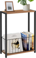 Homleke Narrow Side Table with Magazine Holder, Skinny End Table