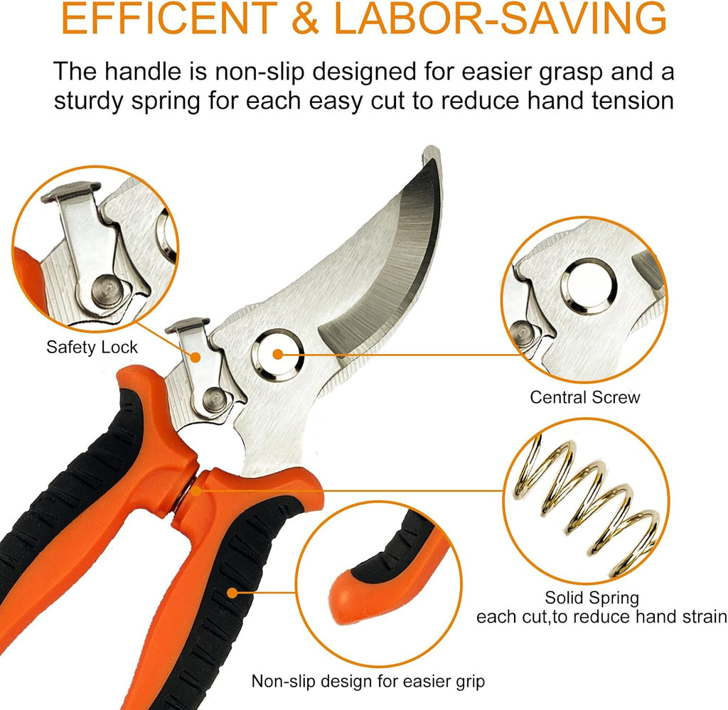 Pruning Shears, 4 Pack Garden Shears with Gardening gloves, Clippers Handheld, Stainless Steel Garden Snips, Lengnoyp Pruners for Gardening
