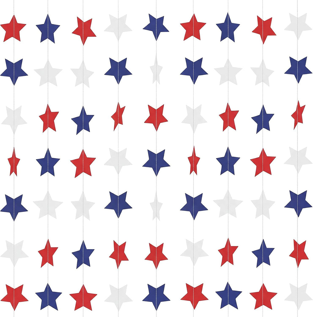 RAINFLOW 104 Ft Gold Star Garland - 8PCS Glitter Hanging Stars Banner Decor