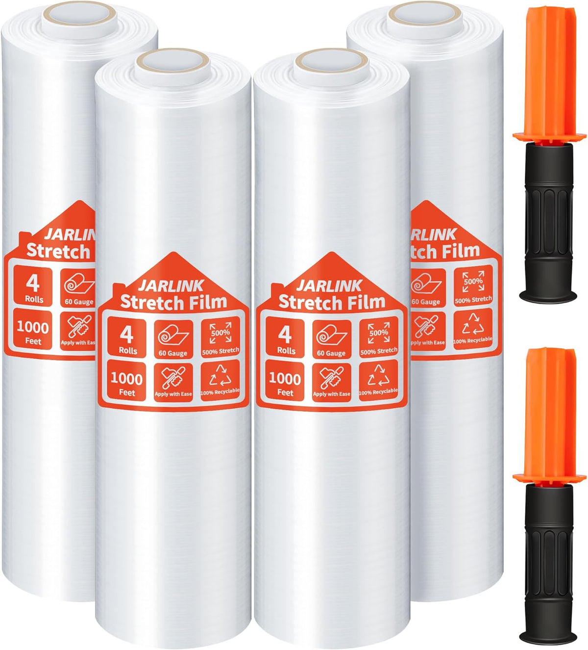 JARLINK Stretch Film, 15" x 1000' Shrink Pallet Wrap W/Handles, 60 Gauge