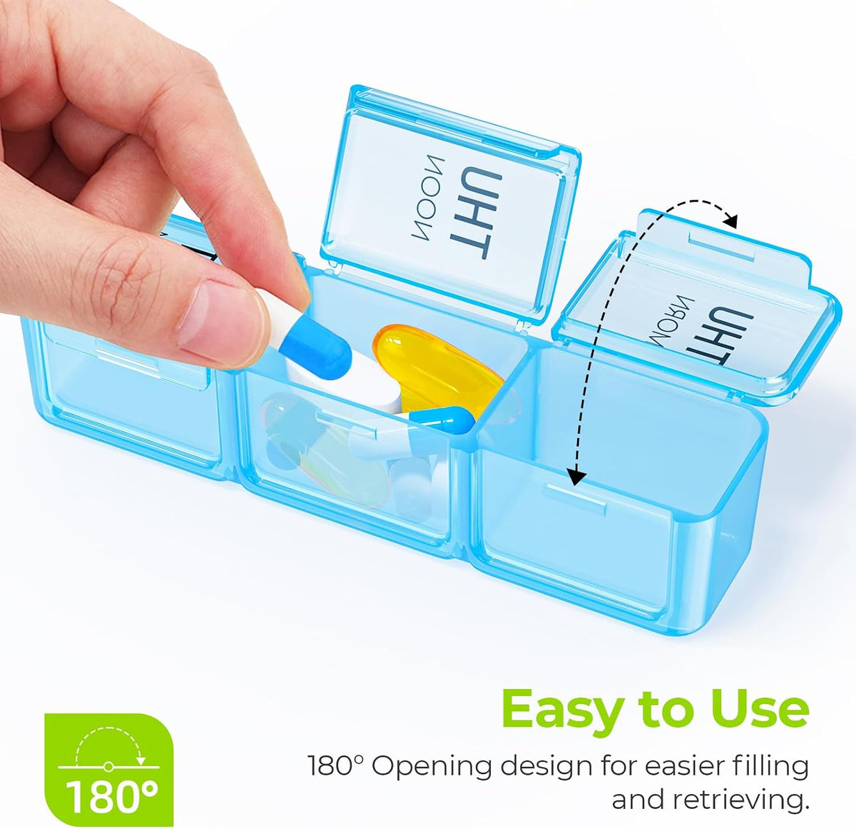 AUVON Weekly Pill Organizer 3 Times a Day with Moistureproof & Dual Protect