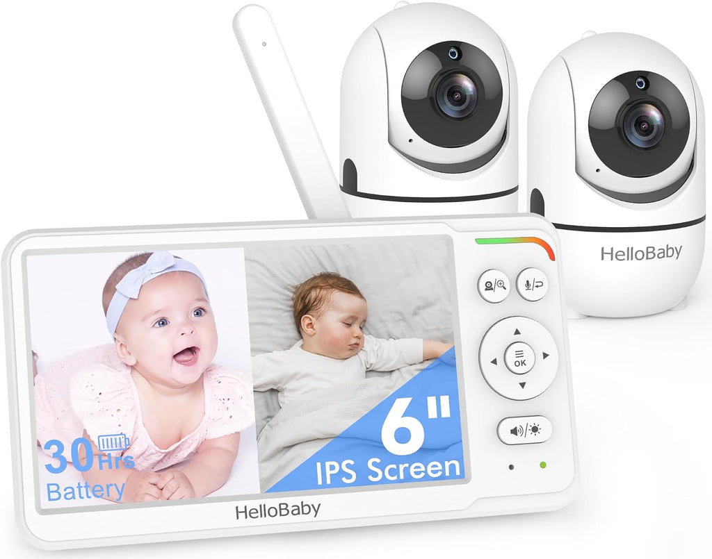HelloBaby 6'' No WiFi Video Baby Monitor with Camera Audio, 30H Battery