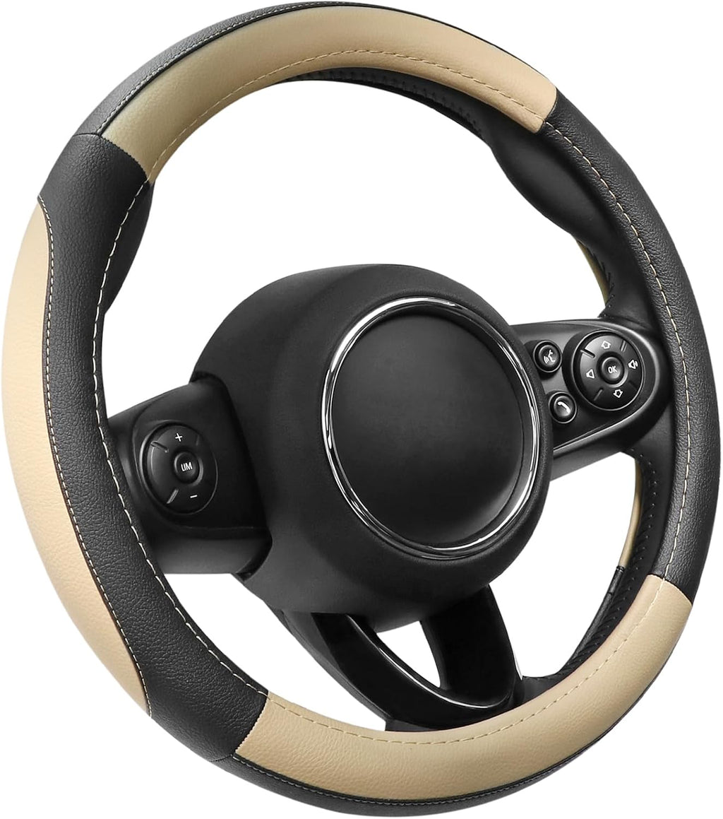 SEG Direct Black Microfiber Leather Auto Car Steering Wheel Cover 15 inch