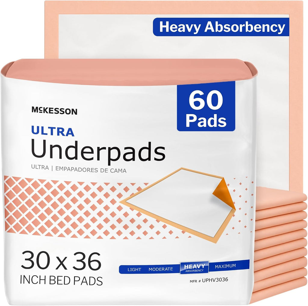 McKesson Underpads Bed Pads, Heavy Absorbency, 30 x 36 in, 100 ct
