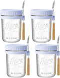 16oz Glass Overnight Oats Containers with Lids & Spoons, 4 Pack MultiColor