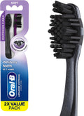 Oral-B 3D White Charcoal Manual Toothbrush, 2-Pack, Medium Bristles, Teeth Whitening Brushes for Adults