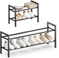 Bumusty 3 Tier Expandable Shoe Rack for Closet, Black