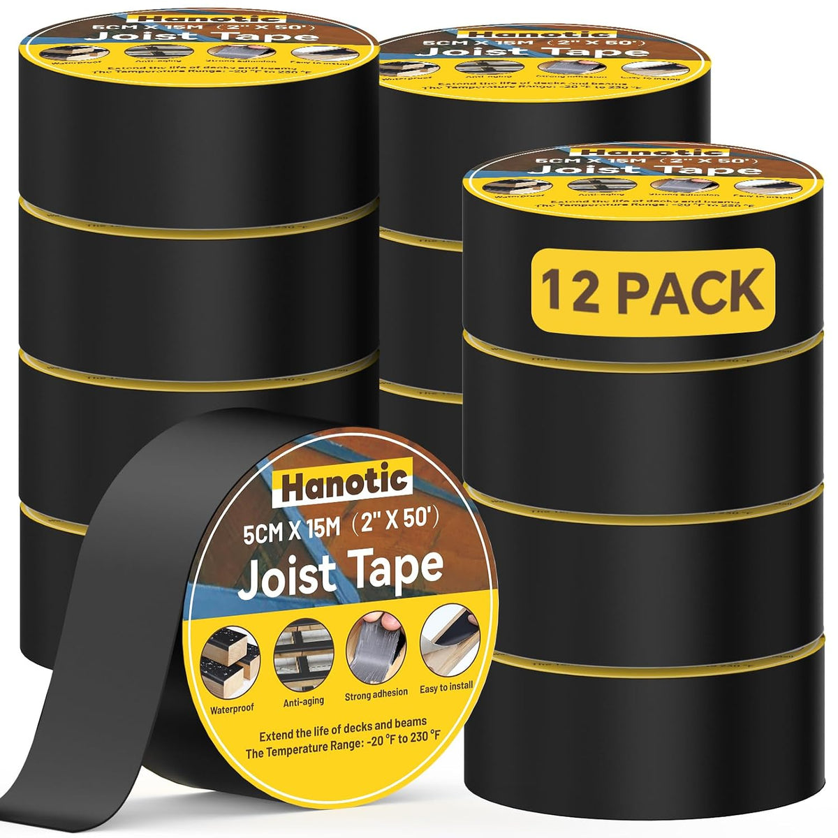 Joist Tape for Decking 2'' X 50', 6 Rolls Waterproof Butyl Tape