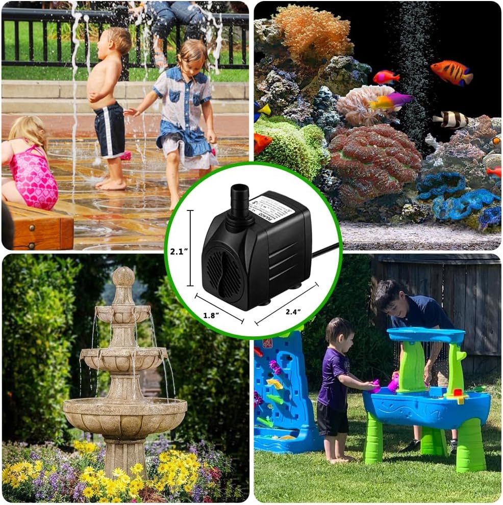 PULACO 160GPH Small Submersible Water Pump with 3.3 ft Tubing