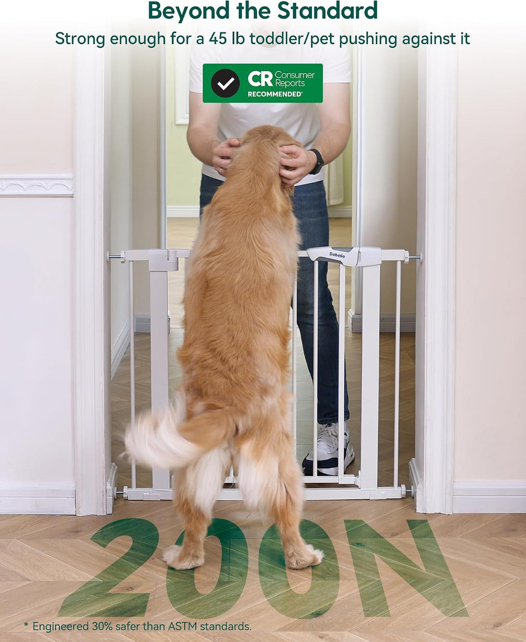 Babelio 26-40" Pressure Mounted Baby Gate for Stairs, PressGuard Dog Gate
