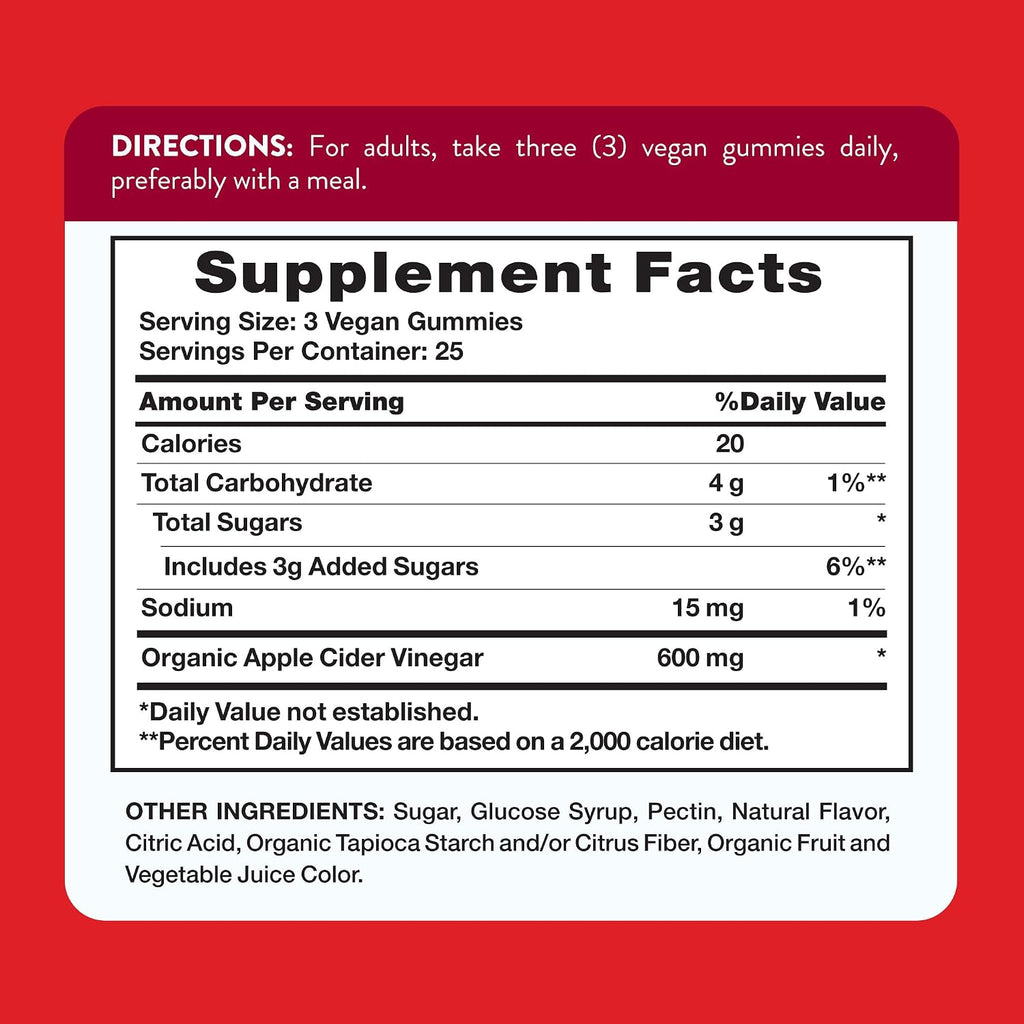 Nature's Truth Apple Cider Vinegar Gummies | 600 mg | 75 Gummies