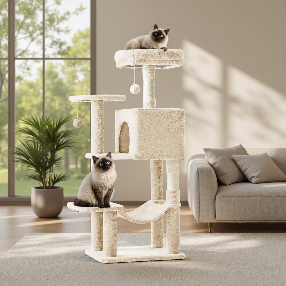 Sweetcrispy 44 Inch Cat Tree Tower for Indoor Cats and Kittens