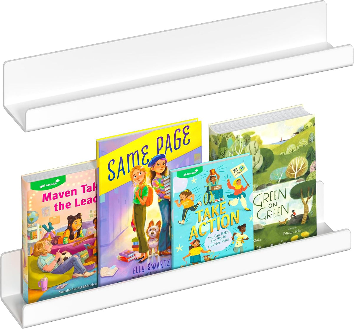 2 Pcs Magnetic Book Shelf for Whiteboard, Magnet Shelves Hold 10 lbs, White