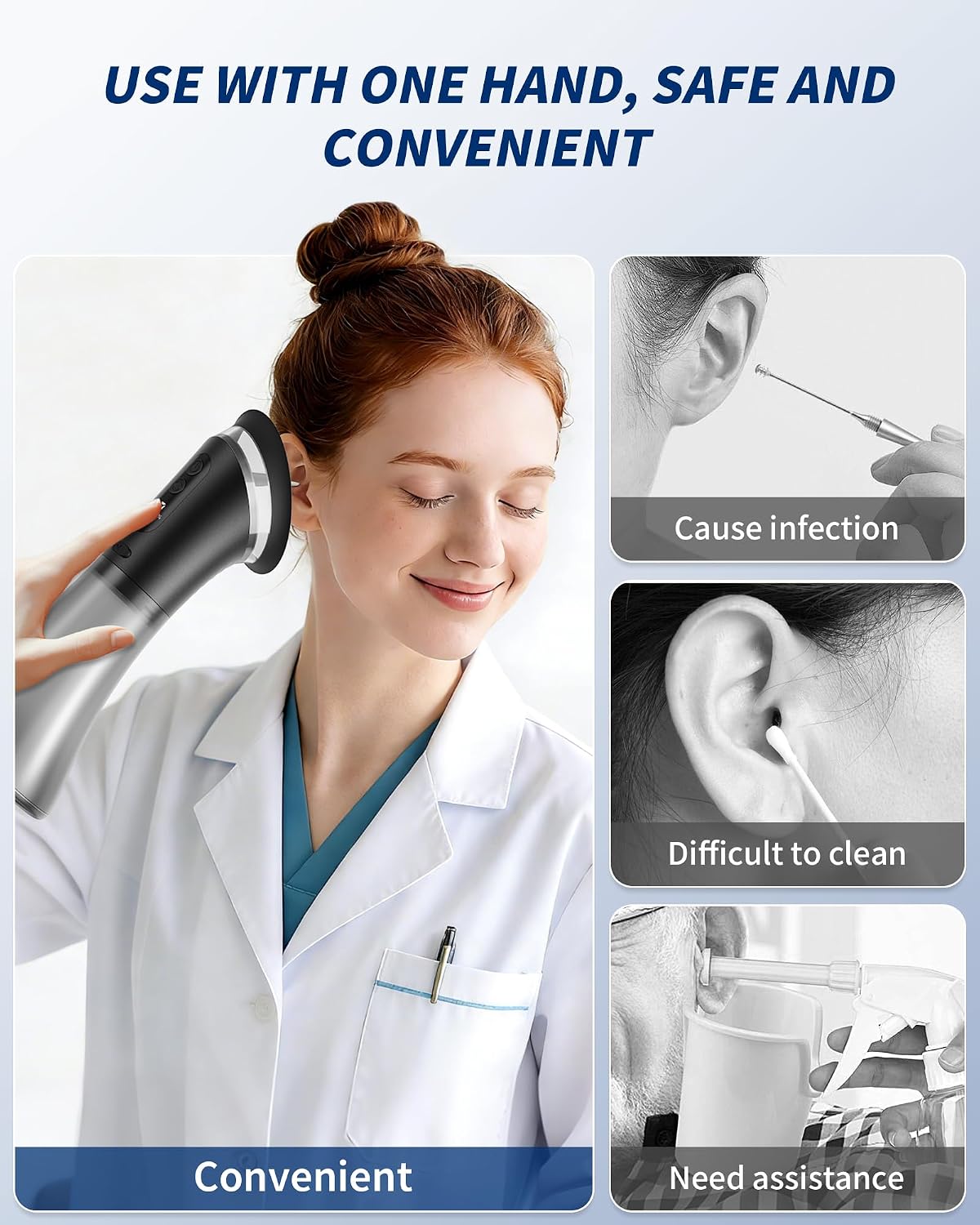 Ear Wax Removal Kit with One-Piece Waste Tank, 3 Pressure Modes, Ipx7