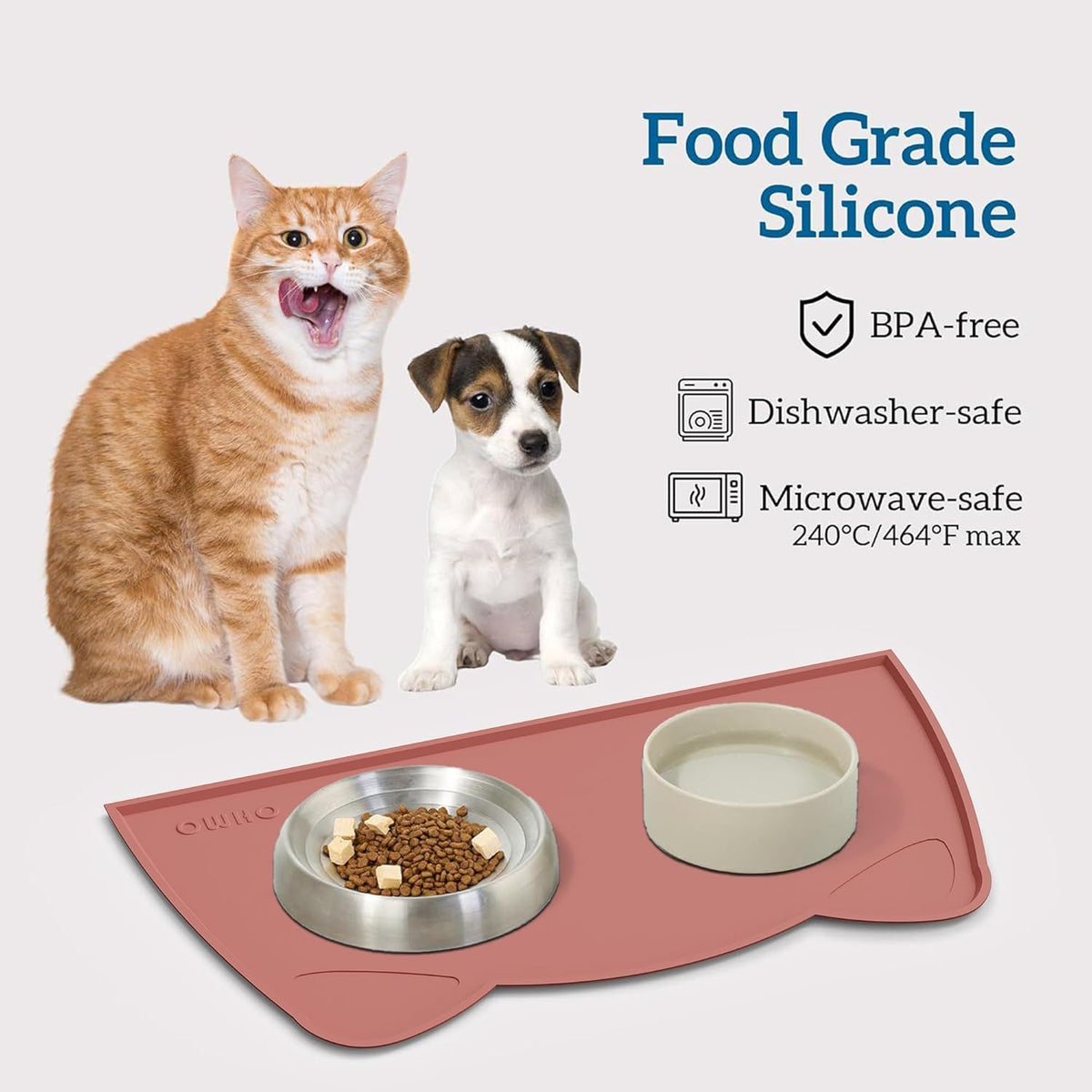 OHMO Cat Food Mat, Silicone Pet Feeding Mat, 18x9.8, Erythrinus