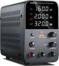 DC Power Supply Variable, Bench Power Supply with Encoder Adjustment Knob, Output Enable/Disable Button, Adjustable Power Supplies with USB Quick-Charge, Short Circuit Alam (30V 10A Black)