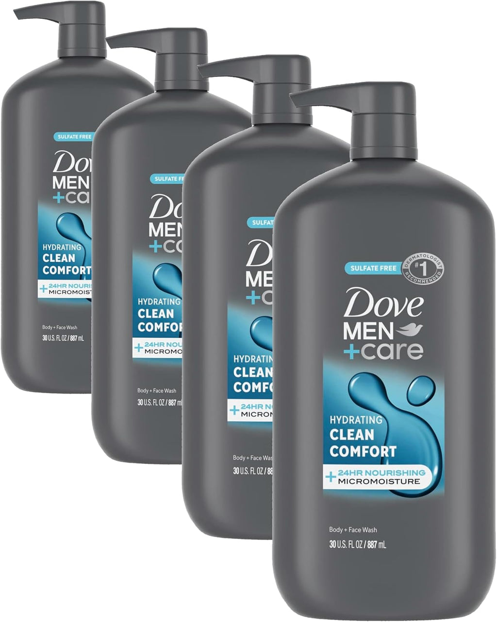 Dove Men Body & Face Wash Clean Comfort Men's Body Wash with 30 oz