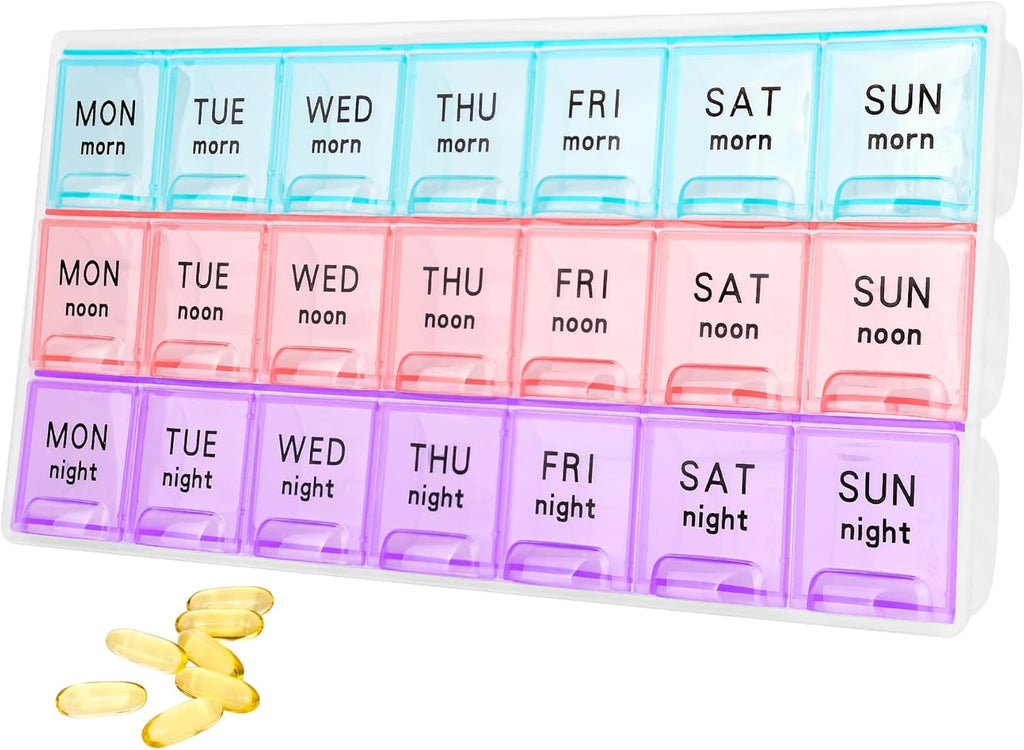 Large Weekly Pill Organizer 3 x A Day, Moisture-Proof 7 Day Pill Box