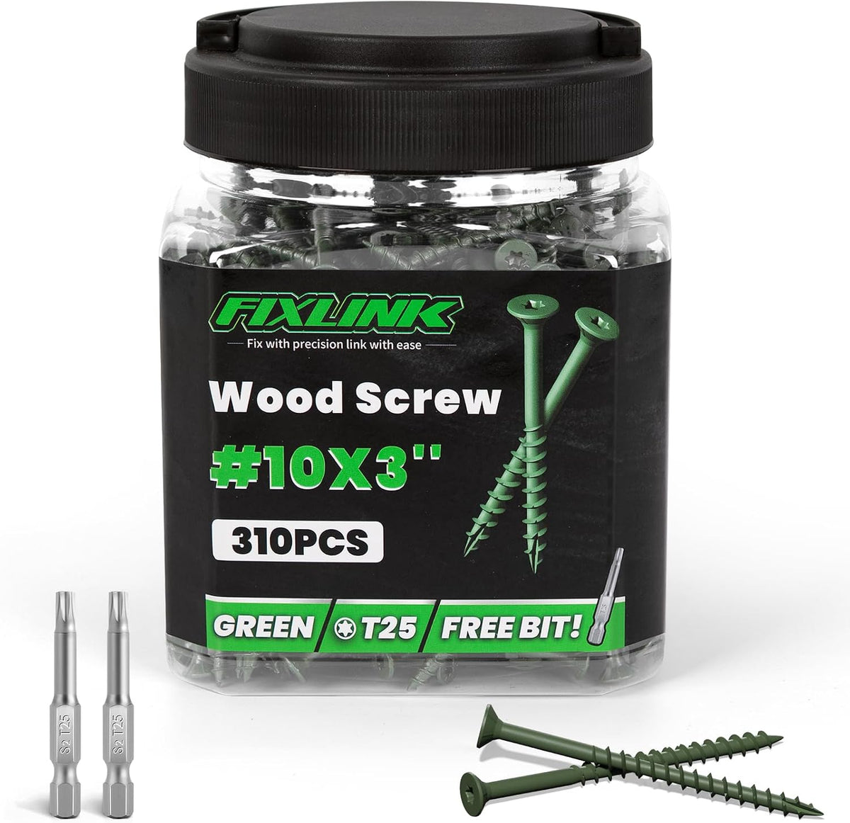 Deck Screws 3 Inch, 310PCS, FIXLINK #10 x 3 Wood Screws, Tan