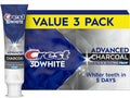 Crest 3D White Advanced Charcoal Teeth Whitening Toothpaste with Fluoride, 3.3 oz, Pack of 3