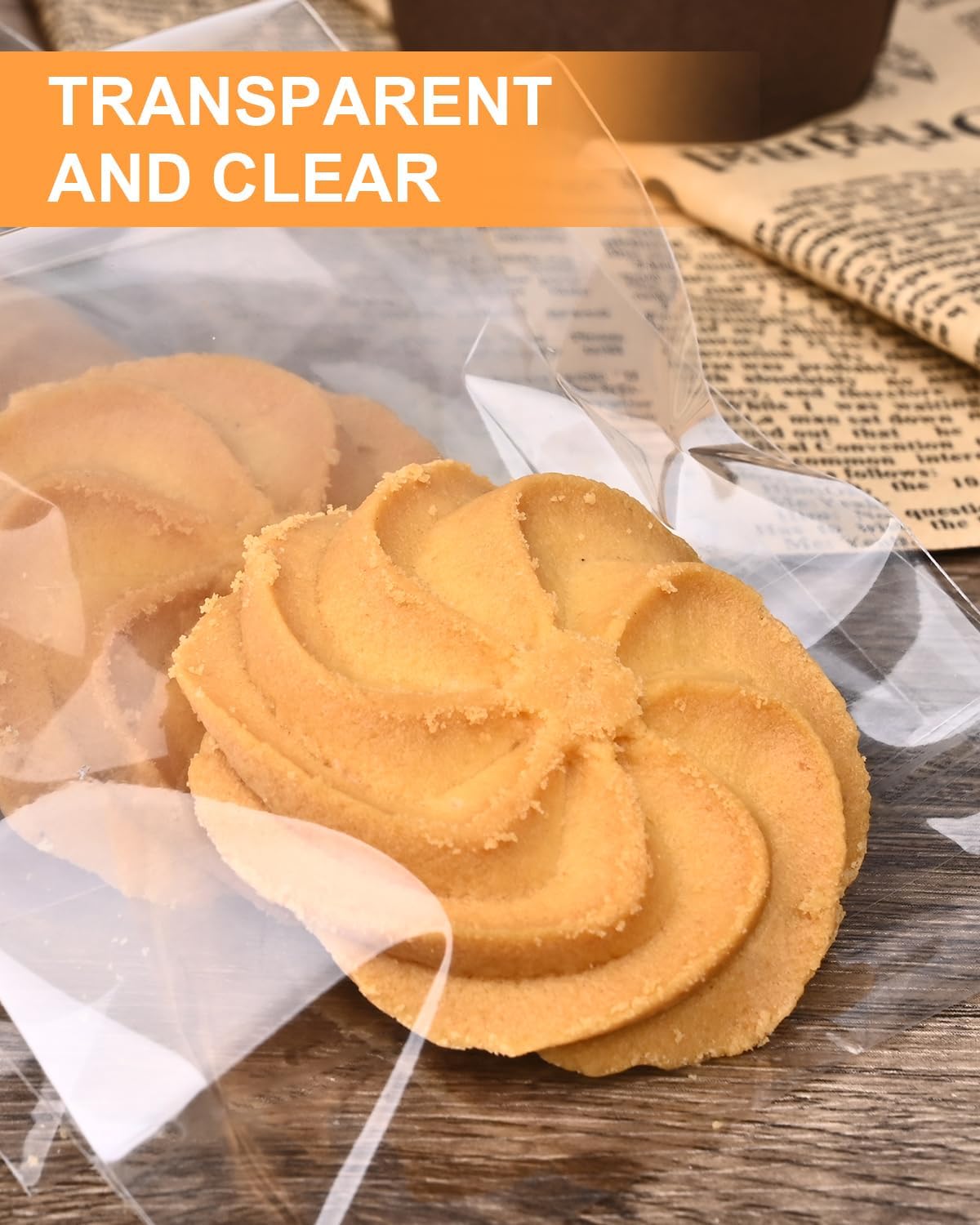 300 Pcs Self Adhesive Cookie Bags, 4x6in Sealing Cellophane Bags
