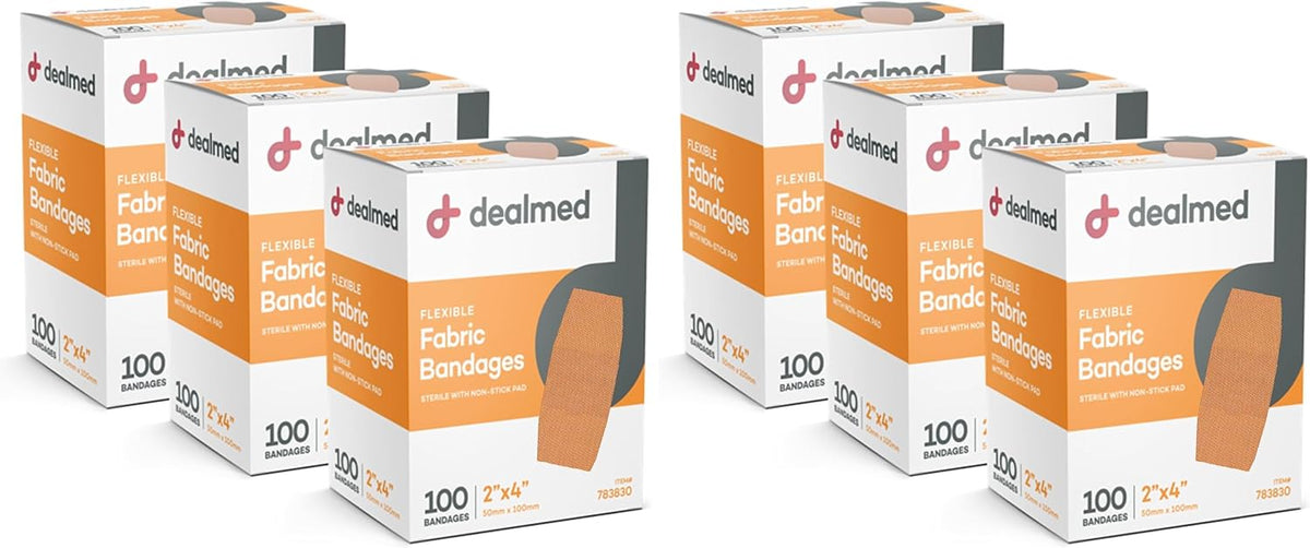 Dealmed Fabric Adhesive Bandages - Flexible Latex Free 2x4 in - 100 Count