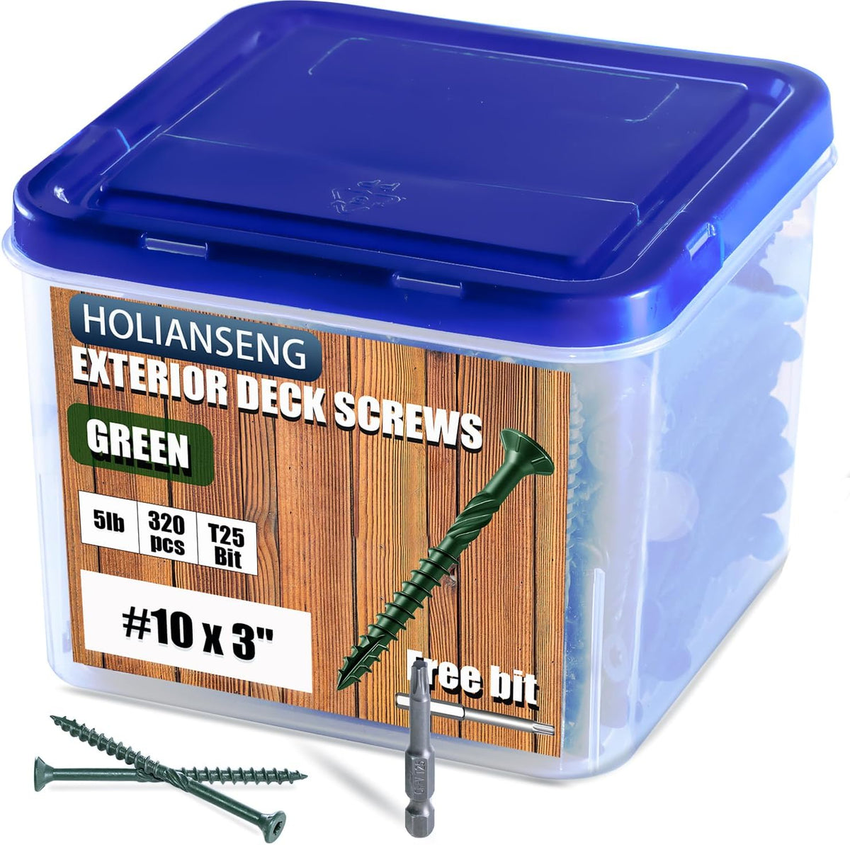 Deck Screws 3 Inch, #10 x 3'', Rust Resistant, Brown Epoxy Coated, Outdoor Screws, Torx/Star Drive, T25 Bit,5lb